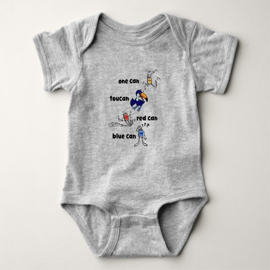 One Can Toucan Red Can Blue Can Baby Bodysuit Baby Strampler (Vorderseite)