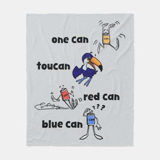One Can Toucan Red Can Blue Can Fleece Blanket (Vorderseite)