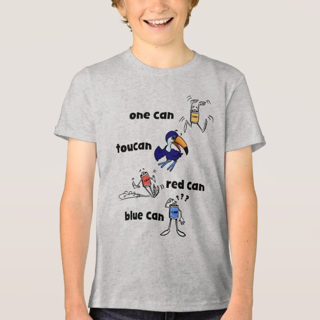One Can Toucan Red Can Blue Can Kids Shirt (Vorderseite)
