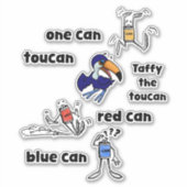 One Can Toucan Red Can Blue Can Stickers Aufkleber (Vorderseite)