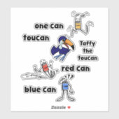 One Can Toucan Red Can Blue Can Stickers Aufkleber (Blatt)