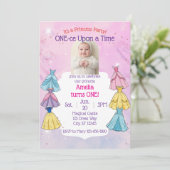 ONE-ce Upon A Time, Princess Dress 1st Birthday Einladung (Stehend Vorderseite)