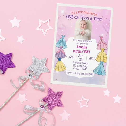 ONE-ce Upon A Time, Princess Dress 1st Birthday Einladung