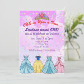 ONE-ce Upon A Time, Princess Dress 1st Birthday Einladung (Stehend Vorderseite)