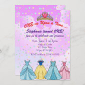 ONE-ce Upon A Time, Princess Dress 1st Birthday Einladung (Vorne/Hinten)