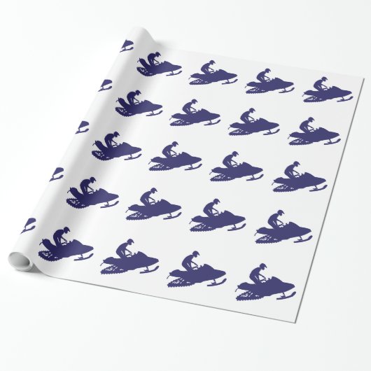 One Color Blue Snowmobiler Geschenkpapier (Ungerollt)