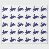 One Color Blue Snowmobiler Geschenkpapier (Flach)