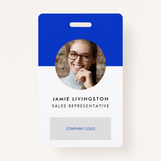 One-Color Modern Professional Logo Photo ID Badge Ausweis (Vorderseite)