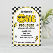 One Cool Dude 1st Birthday Invitation Einladung (Stehend Vorderseite)