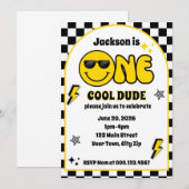 One Cool Dude 1st Birthday Invitation Einladung (Vorne/Hinten)