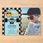 One Cool Dude 1st First Birthday Skateboard Photo Acryleinladungen (Vorderseite)