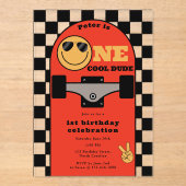 One Cool Dude Invite 1st First Birthday Skateboard Acryleinladungen (Vorderseite)