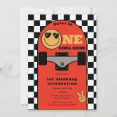 One Cool Dude Invite 1st First Birthday Skateboard Einladung (Vorderseite)