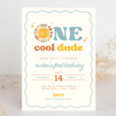 One Cool Dude Retro Sun First Birthday Invitation Einladung