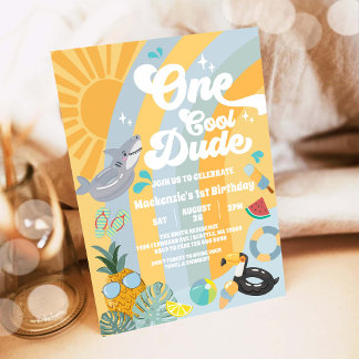 One Cool Dude Summer Party 1st Birthday Invitation Einladung