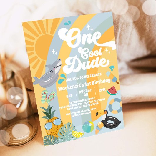 One Cool Dude Summer Party 1st Birthday Invitation Einladung
