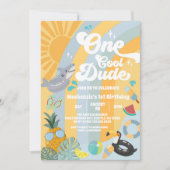One Cool Dude Summer Party 1st Birthday Invitation Einladung (Vorderseite)