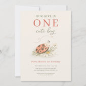 One Cute Bug 1st Girl's Birthday Party Einladung (Vorderseite)