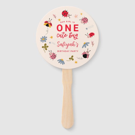 ONE Cute Bug Ladybug Birthday Party Photo Fächer (Vorderseite)