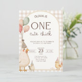 One Cute Chick Birthday This Chick is One Einladung (Stehend Vorderseite)