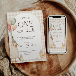 One Cute Chick Birthday This Chick is One Einladung