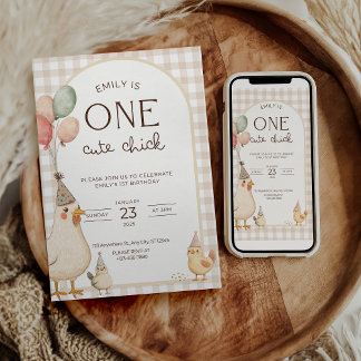 One Cute Chick Birthday This Chick is One Einladung