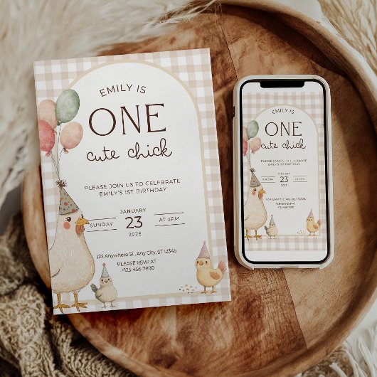 One Cute Chick Birthday This Chick is One Einladung