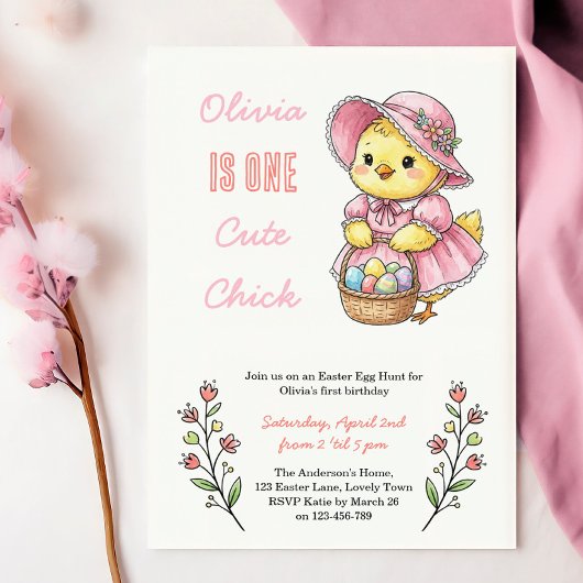 One Cute Chick Easter Themed 1st Birthday Party Einladung