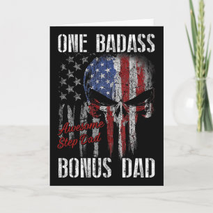 One D Bonus Step Vater Skull American Flag Fathers Karte