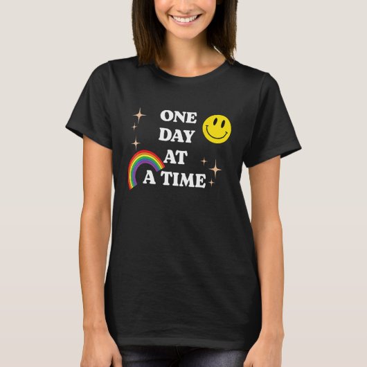 One Day At A Time Addiction Recovery AA NA Sober 1 T-Shirt (Vorderseite)