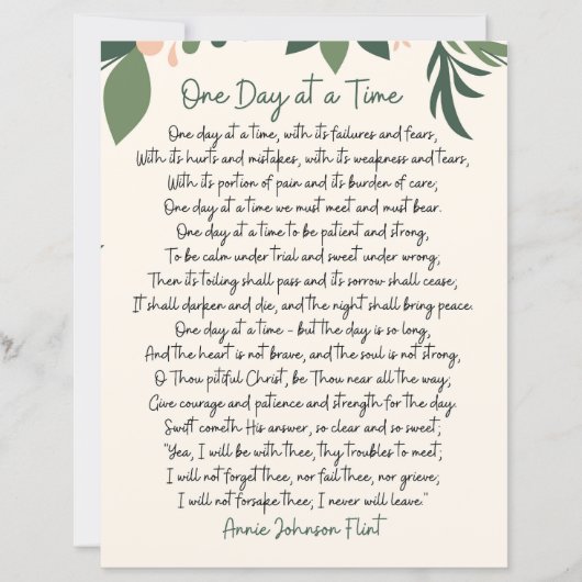 One Day At A Time Annie Johnson Flint Paper Sheet (Vorderseite)