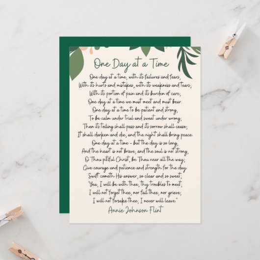 One Day At A Time Annie Johnson Flint Postcard Einladung (Vorderseite/Rückseite Beispiel)