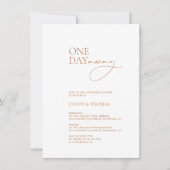 "One Day Away" Minimalistisches Abendessen mit mod Einladung (Vorderseite)