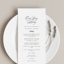 One Day Away Rehearsal Dinner Elegant Menu