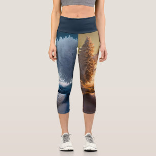 One day in winter capri leggings