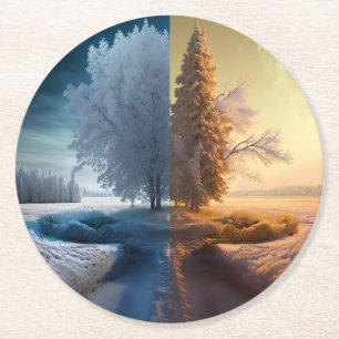 One day in winter runder pappuntersetzer