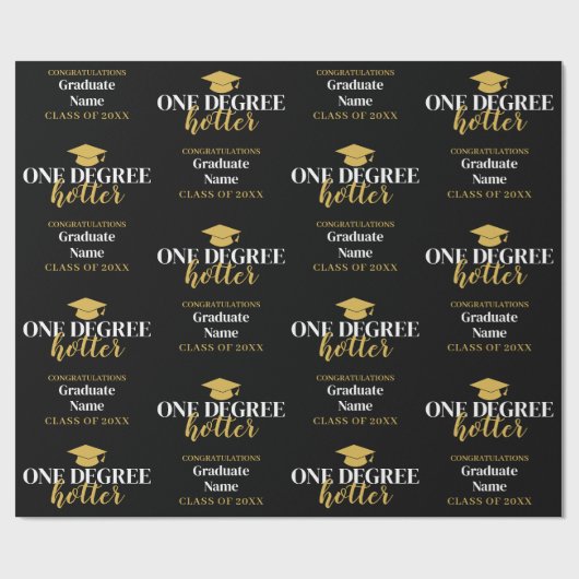One Degree Hotter - Black Gold Abschluss Script Geschenkpapier (Flach)