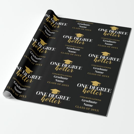 One Degree Hotter - Black Gold Abschluss Script Geschenkpapier (Ungerollt)