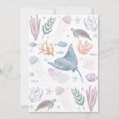 One-der the Sea Dolphin Sea Life 1st Birthday Einladung (Rückseite)