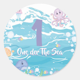 One-der The Sea First Birthday Party  Runder Aufkleber