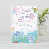 One-der the Sea Pastel Birthday Invitation Einladung (Stehend Vorderseite)