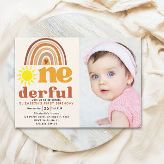 One - Derful Cute First Birthday with Boho Style  Einladung