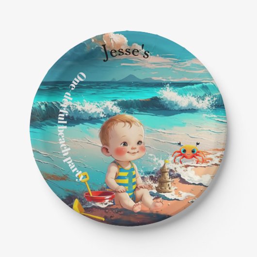 One-derful, first birthday pappteller (Vorderseite)