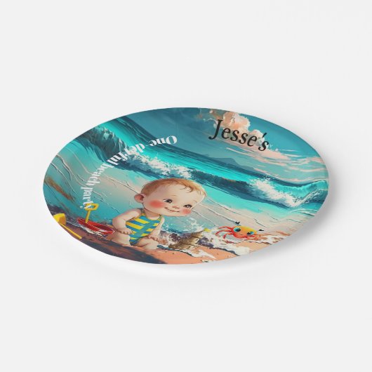 One-derful, first birthday pappteller (Schrägansicht)