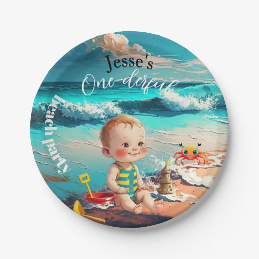 One-derful, first birthday pappteller (Vorderseite)