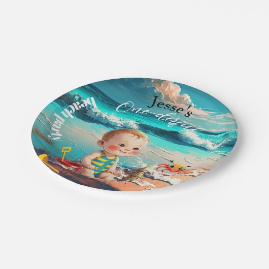 One-derful, first birthday pappteller (Schrägansicht)