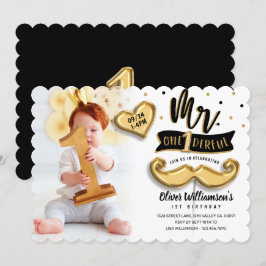 One derful Gold Foil Balloon 1st Birthday Foto Einladung