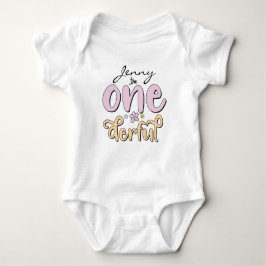 "One-derful", personalisierter Name, Blumen Baby Strampler