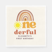 One - Derful Retro First Birthday with Boho Style Serviette (Vorderseite)