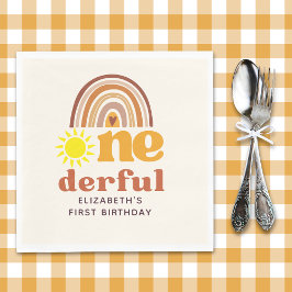 One - Derful Retro First Birthday with Boho Style Serviette